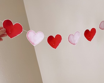 Guirnalda digital del día de San Valentín, pancarta de corazón imprimible, decoración de sala de juegos, decoración de propuesta, artesanía de papel de San Valentín, manualidades para niños de San Valentín