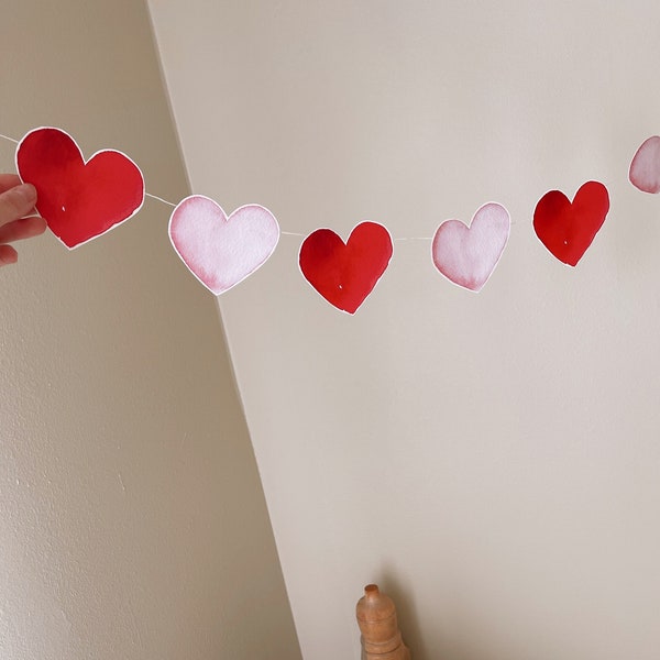 Digital Valentine's Day Garland, Printable Heart Banner, Playroom Decor, Proposal Decoration, Valentine's Paper Craft, Valentine Kids Crafts
