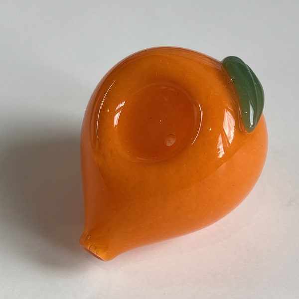 Cute Fruit Peach Glass Pipe – Color: Peach/Orange - Girlie Gift for Her