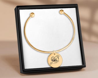 Gold personalisierte gravierte Haustier Name Armreif Armband