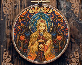 Art Nouveau cross stitch pattern, Christmas cross stitch, Christian cross stitch, Retro cross stitch, Love cross stitch