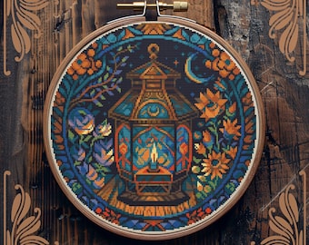 Witchy cross stitch pattern, Art Nouveau cross stitch, Moon cross stitch, Halloween cross stitch, Gothic cross stitch, Occult cross stitch