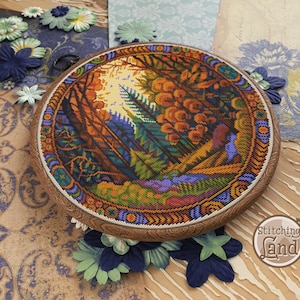 Set of 4 cross stitch patterns, Forest cross stitch, Fall cross stitch, Winter cross stitch, Hiking cross stitch, Scenery cross stitch image 4