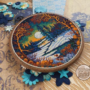 Set of 4 cross stitch patterns, Forest cross stitch, Fall cross stitch, Winter cross stitch, Hiking cross stitch, Scenery cross stitch image 5