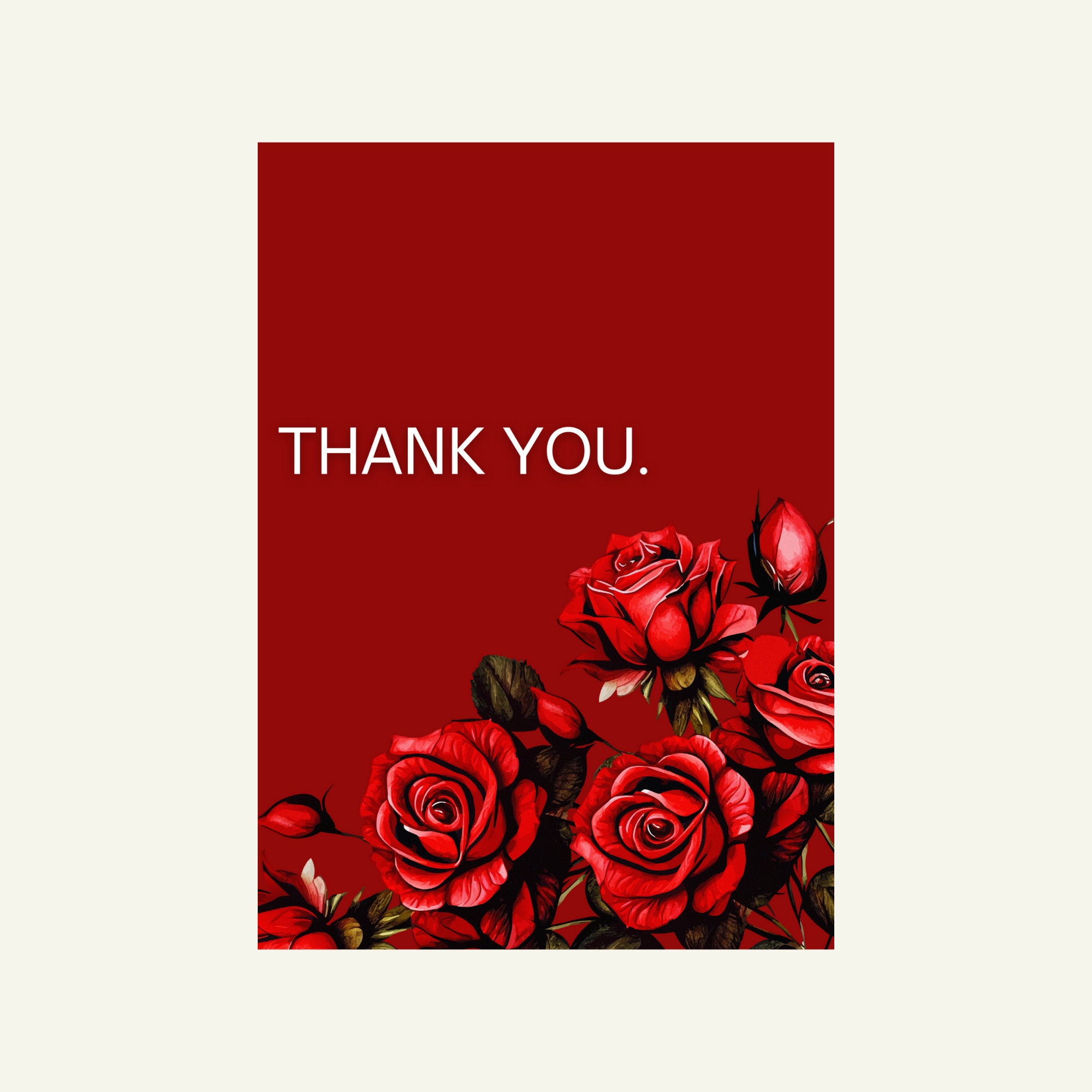 Red Roses Thank You Card: Elegant Floral Design (5x7 PDF Digital Download -  Etsy
