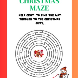Weihnacht-Labyrinth-Puzzle für Kinder: Feiertagsaktivität (druckbare PDF)