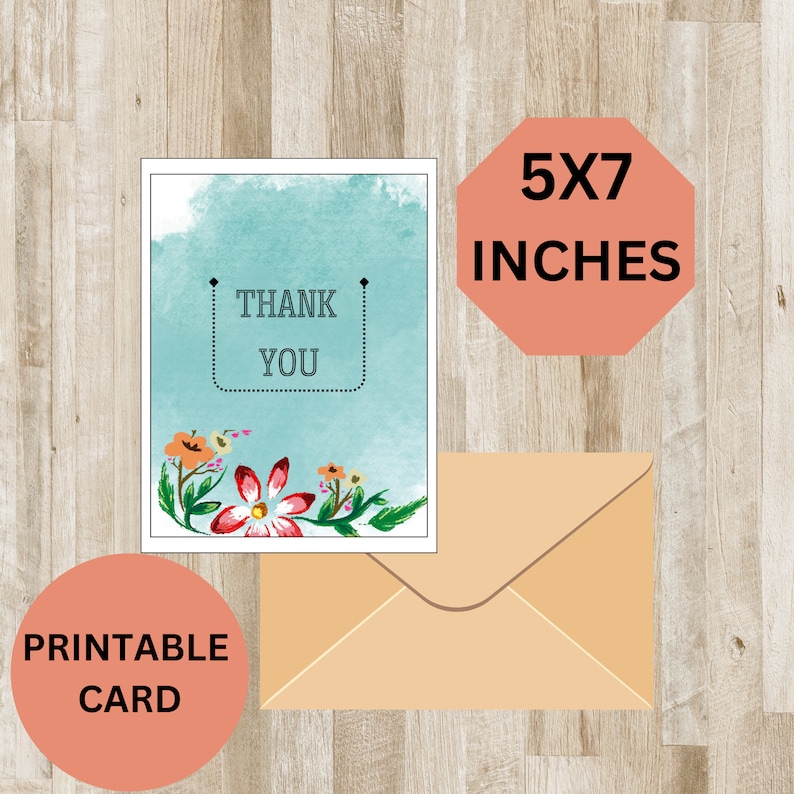 Ethereal Blooms Thank You Card - Printable Floral 5x7 PDF - Heartfelt ...