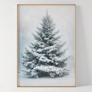 Vintage Christmas Tree Oil Painting Art Print Christmas Holiday Decor Vintage Christmas Pine Tree Forest Wall Art PRINTABLE Digital Download