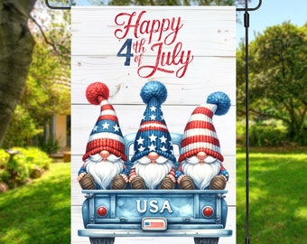 12x18 Garden Flag Sublimation Design Happy Fourth Of July Gnome-1PNG, Memorial Day, Yard Sign, Garden Flag, Digital Download, Commercial Use