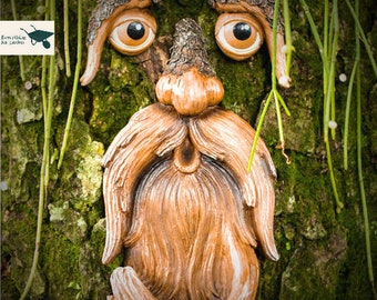 Décoration de jardin de visages d'arbres - Mangeoire à oiseaux Tree Hugger - Art de jardin - cadeau pour papa - décorations d'arbre en plein air - sculpture de jardin - visage magique pour arbre