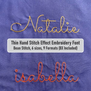 Thin Hand stitch effect Embroidery FONT machine embroidery designs in 6 sizes script,Bean stitch, BX format, PES+8formats