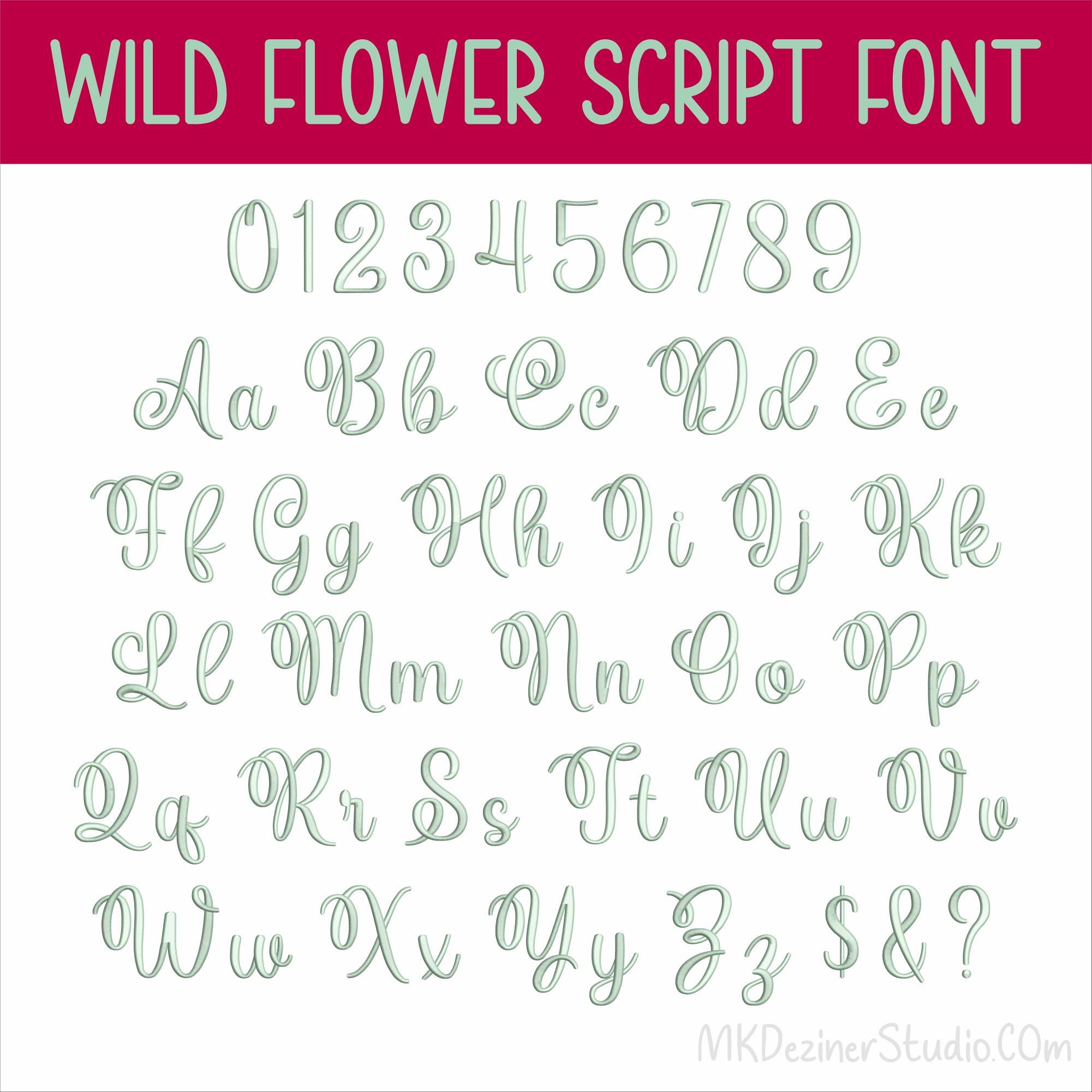 Wild Flowers Font Machine Embroidery Script Font Designs Monogram ...