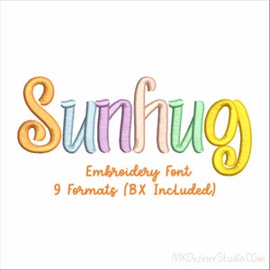 Sunhug Embroidery Font Digital Machine Embroidery Designs Files Format BX PES DST Digitized Alphabets Font-Instant Download