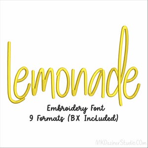 Lemonade Embroidery Font Digital Machine Embroidery Designs Files Format BX PES DST Digitized Alphabets Font-Instant Download