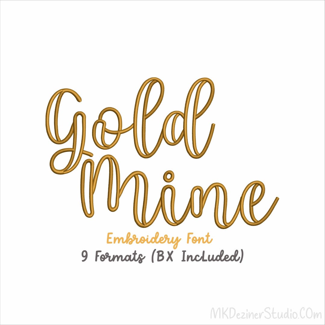 Gold Mine Embroidery Font Digital Machine Embroidery Designs Files ...