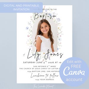 LDS Baptism Invitation Girl | Baptism Invitation Template | Editable Baptism Invitation Template | LDS Baptism Announcement | Mormon Baptism