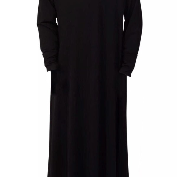 Top Quality Girls School Kids Black Long Sleeve Madrasa Abaya Islamic Jilbab Age 5-6 Years to 13-14 Years