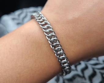 half persian 4-1 weave stainless steel handmade chainmail bracelet