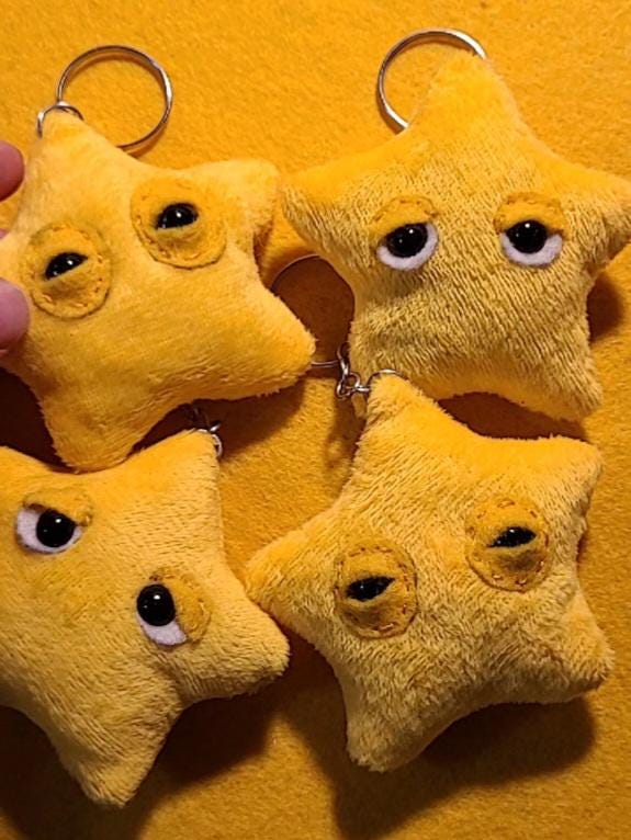 sleepy stars handmade plushie keychains