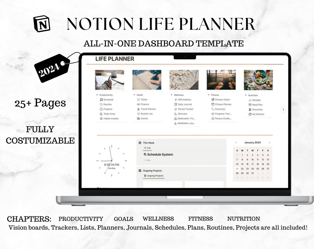 Notion Life Planner | Aesthetic | Dashboard | Template | Digital ...