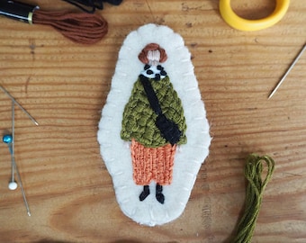 CUSTOM Hand Embroidered Patch/Pin/Brooch/Bag Tag/Bag Charm | Tiny Embroidered Person