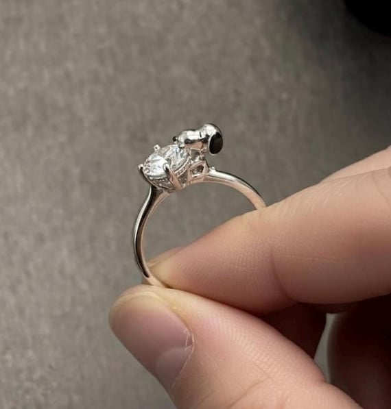 Snoopy Dog Silver Promise Ring - image 1