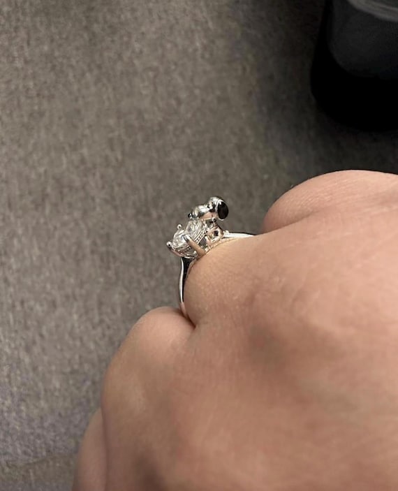 Snoopy Dog Silver Promise Ring - image 2