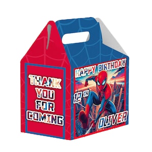 Spiderman - Caja Gable - Paquete de 12 - 4,4 x 4,5 x 3 pulgadas - Fabricada 100 % en cartón