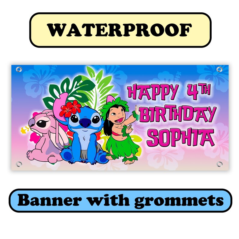 Personalized Lilo and Stitch Birthday Banner immagine 4