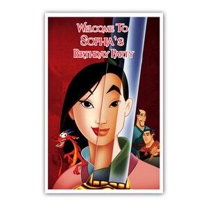 Letrero de bienvenida personalizado de Mulan (30 x 45 cm), impreso en cartón 100 % y empaquetado en tubo gratis.