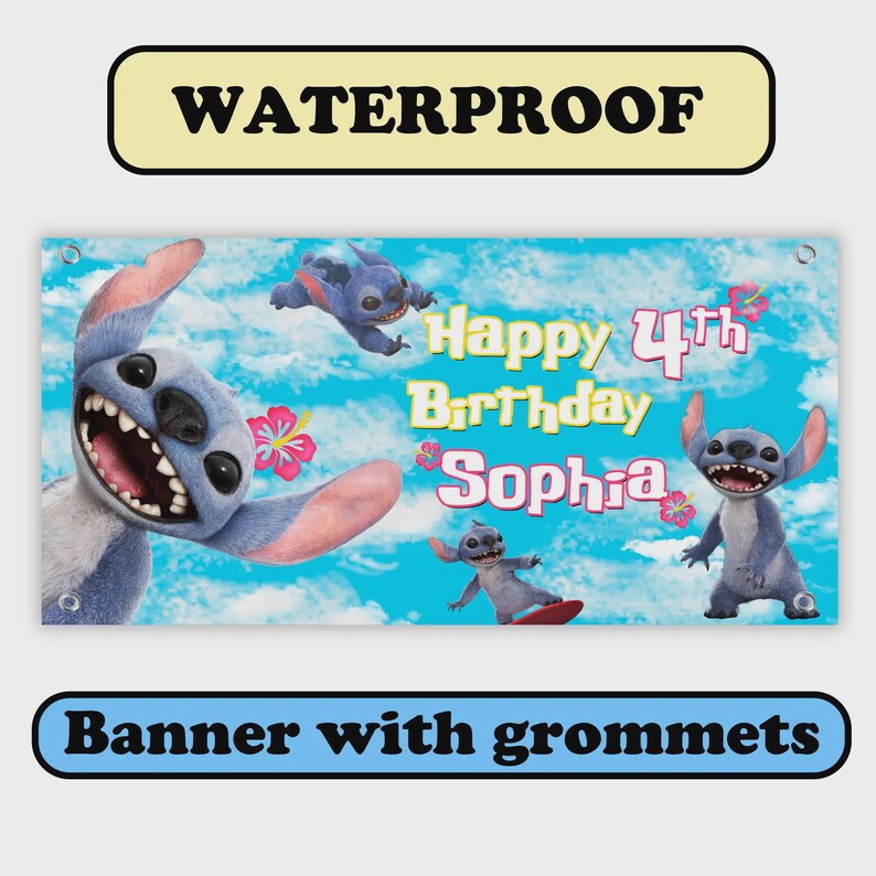 Personalized Lilo and Stitch Birthday Banner immagine 6