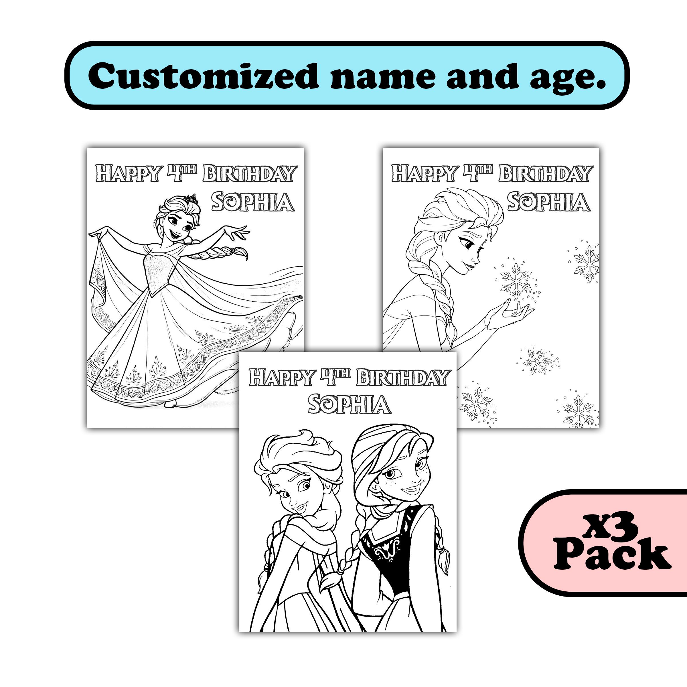 Elsa Coloring Kit: 3 Printable Coloring Pages + Full-color Bag Topper ...