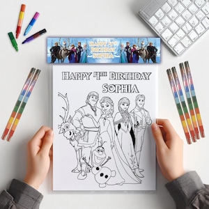 Frozen Coloring Kit: 3 Printable Coloring Pages + Full-Color Bag Topper (Digital Download Activity Set)