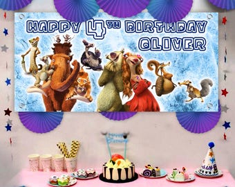 Personalized Ice Age Birthday Banner