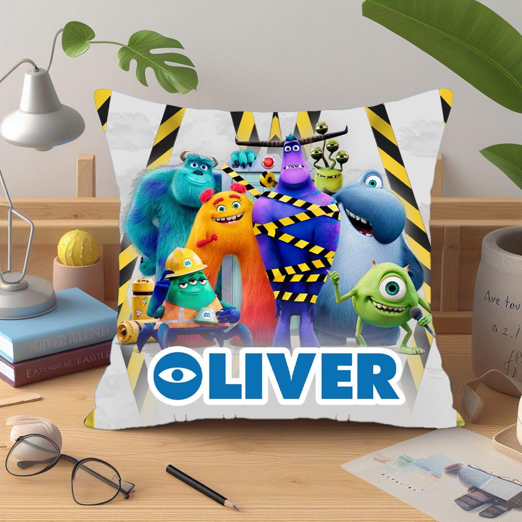 Personalized Monsters Inc. and Monsters at Work Pillow - Etsy