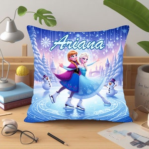 Personalized Frozen Pillow – 16x16 in Front and Back Design – 100% Polyester – Includes Insert and Zipper for Easy Washing