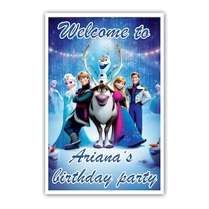 Letrero de bienvenida personalizado de Frozen – 30 x 45 cm – Impreso en cartón 100 % – Embalaje en tubo gratuito
