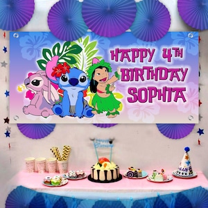 Personalized Lilo and Stitch Birthday Banner immagine 1