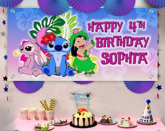 Personalized Lilo and Stitch Birthday Banner