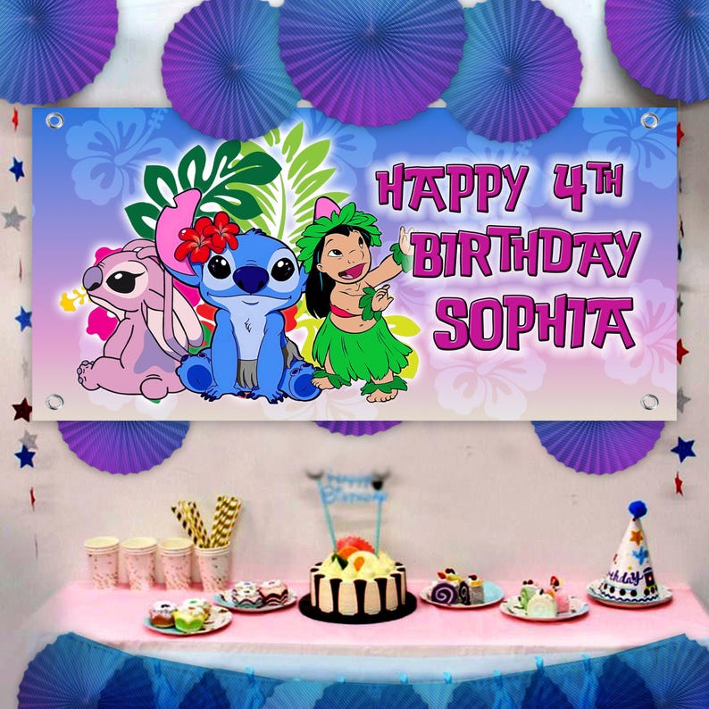 Personalized Lilo and Stitch Birthday Banner immagine 1