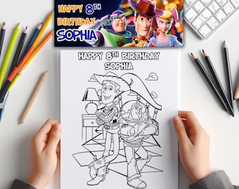 Toy Story Coloring Kit: 3 Printable Coloring Pages + Full-Color Bag Topper (Digital Download Activity Set)