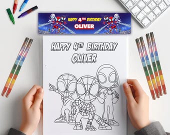Spidey Coloring Kit: 3 Printable Coloring Pages + Full-Color Bag Topper (Digital Download Activity Set)