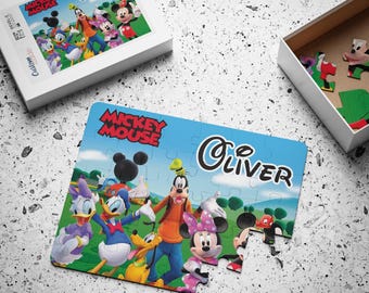 Personalized Mickey and Minnie Mouse Jigsaw Puzzle for Kids