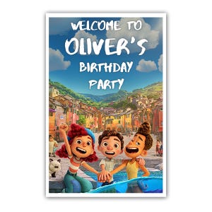Letrero de bienvenida personalizado de Luca – 30 x 45 cm – Impreso en cartón 100 % – Embalaje en tubo gratuito
