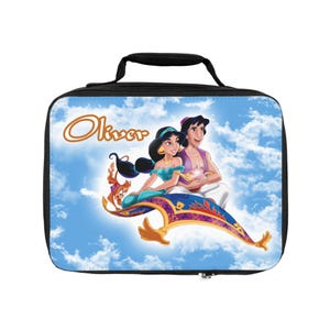 Aladdin Personalized Lunch Bag with Custom Name – Princess Jasmine Design – School Tote for Kids – Multiple Colors