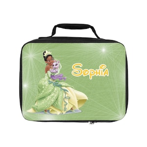 Tiana Personalized Lunch Bag with Custom Name – The Princess and the Frog Design – School Tote for Kids – Gift Idea – Multiple Colors