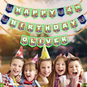 Star Wars Young Yedi Happy Birthday Banner personalized with the name and age - 100% Cardstock - Easy to Display - Each flag 5x7in