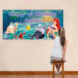 Banner de cumpleaños personalizado de La Sirenita image 4