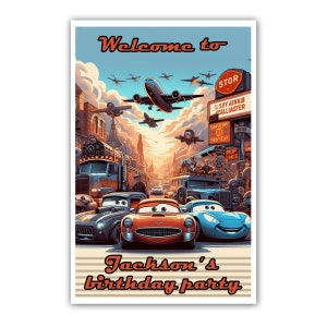 Letrero de bienvenida personalizado para coche – 30 x 45 cm – Impreso en cartón 100 % – Embalaje en tubo gratuito
