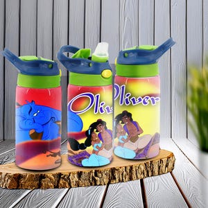 Princess Jasmine - Aladdin Stainless Steel Kids Water Bottle – Customizable – BPA-Free & Dishwasher Safe – Perfect for School and On-the-Go